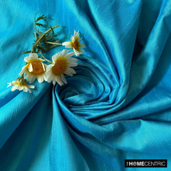 Ocean Blue Silk Dupioni Fabric By The Metre