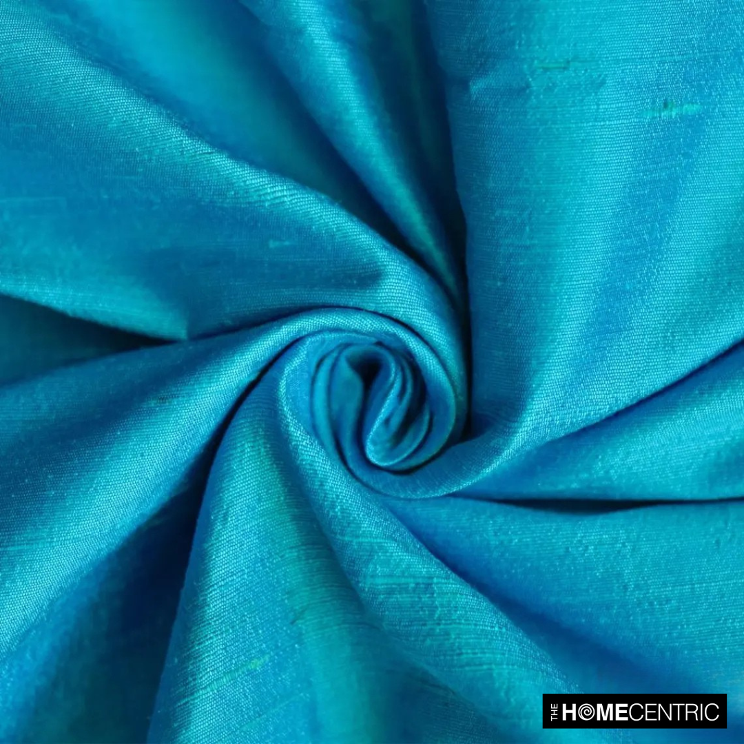 Ocean Blue Silk Dupioni Fabric By The Metre