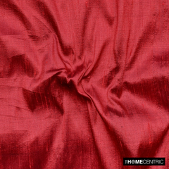 Deep Red 100% Pure Silk Dupioni Fabric By The Metre