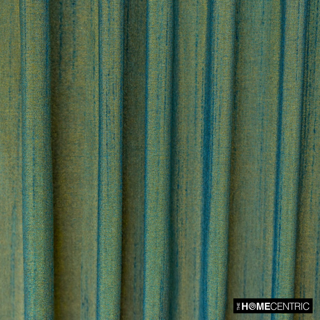 Teal and Yellow Art Silk / Faux Silk Fabric By The Metre