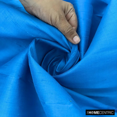 Turquoise Blue 100% Pure Silk Dupioni Fabric By The Metre