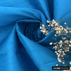 Turquoise Blue 100% Pure Silk Dupioni Fabric By The Metre