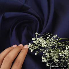 Navy Blue 100% Pure Silk Dupioni Fabric By The Metre