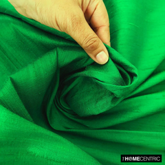 Emerald Green 100% Pure Silk Dupioni Fabric By The Metre