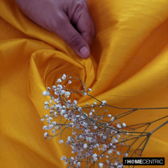 Bright Saffron Yellow 100% Pure Silk Dupioni Fabric By The Metre