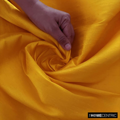 Bright Saffron Yellow 100% Pure Silk Dupioni Fabric By The Metre