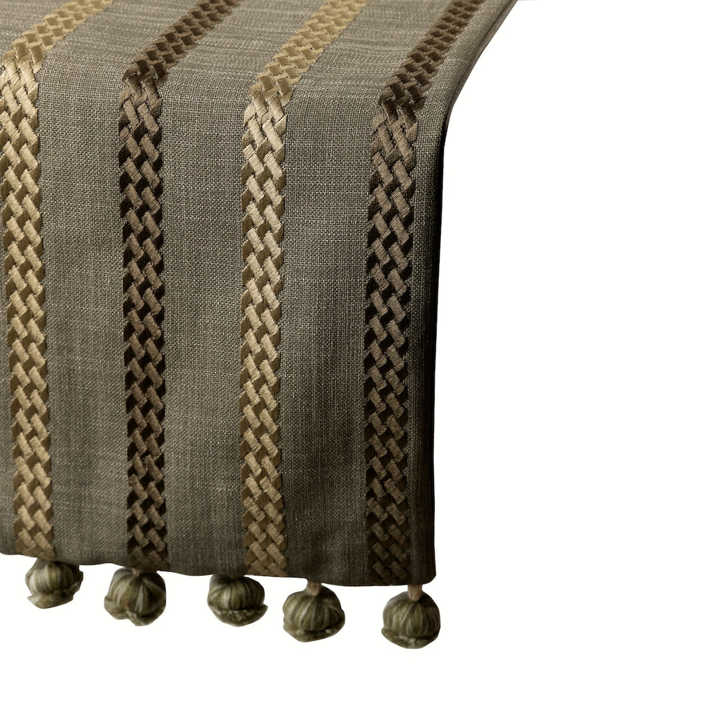 Subtle Stripes - Taupe Green Linen Decorative Table Runners