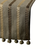 Subtle Stripes - Taupe Green Linen Decorative Table Runners