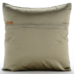 Brown Lotus Dreams - Sage Green Taffeta Throw Pillow Cover