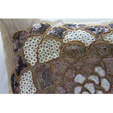 Brown Wildflower - Brown Art Silk Throw Pillow Cover