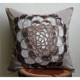 Brown Wildflower - Brown Art Silk Throw Pillow Cover