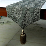 Celestial Paisley - Grey Jacquard Silk Decorative Table Runner