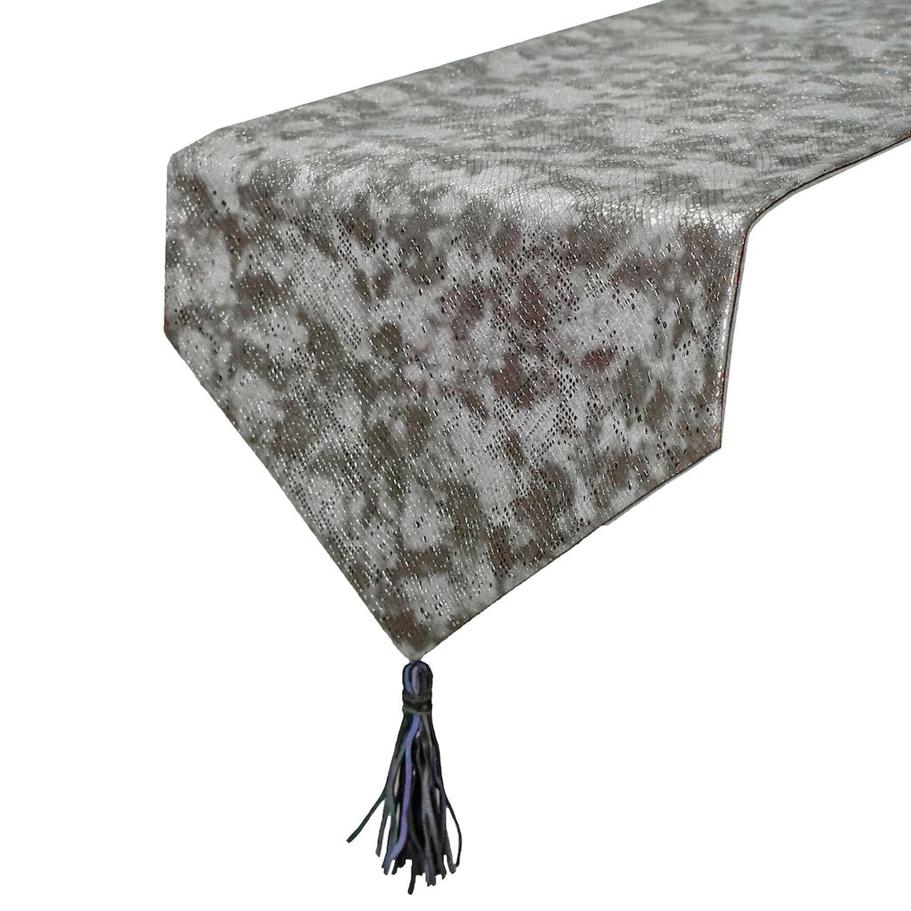 Charcoal Chrome - Grey Faux Leather Decorative Table Runner
