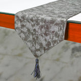 Charcoal Chrome - Grey Faux Leather Decorative Table Runner