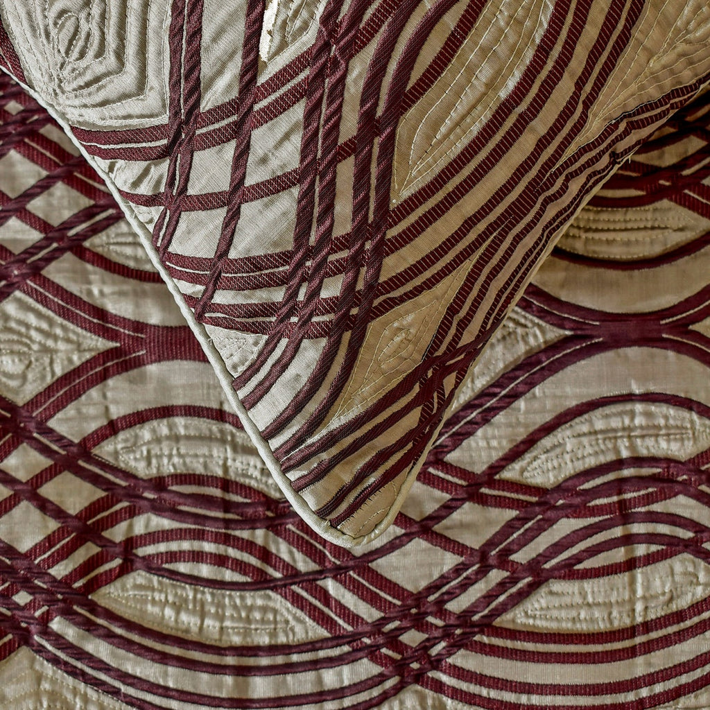 Brown Swirls - Satin Brown Decorative Bed Runner and Cushion Cover