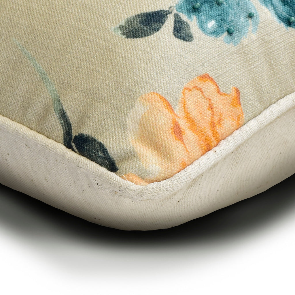 Citrus Rose - Orange Cotton Lumbar Cushion Cover