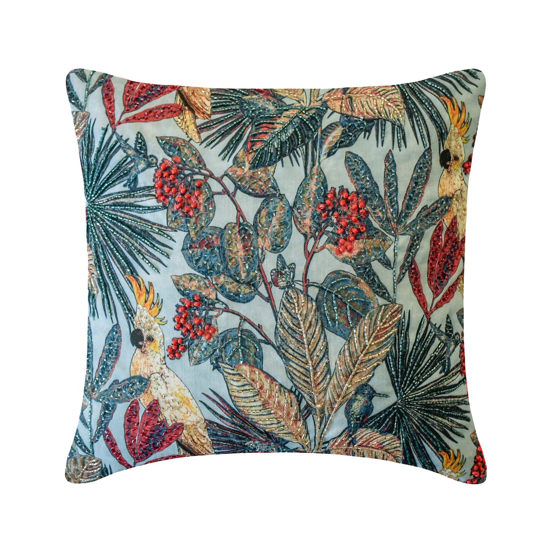 Cockatoo Blue Throw Cushion Cover