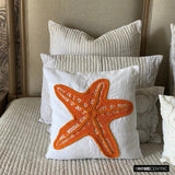 Starfish Makeover - White Cotton Linen Throw Cushion Cover