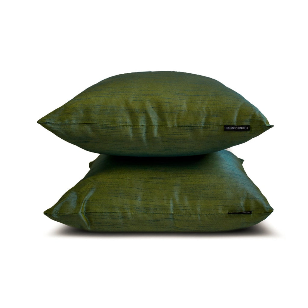 Teal And Yellow Luxury - Teal & Yellow Art Silk Throw Cushion Cover Pack of 2