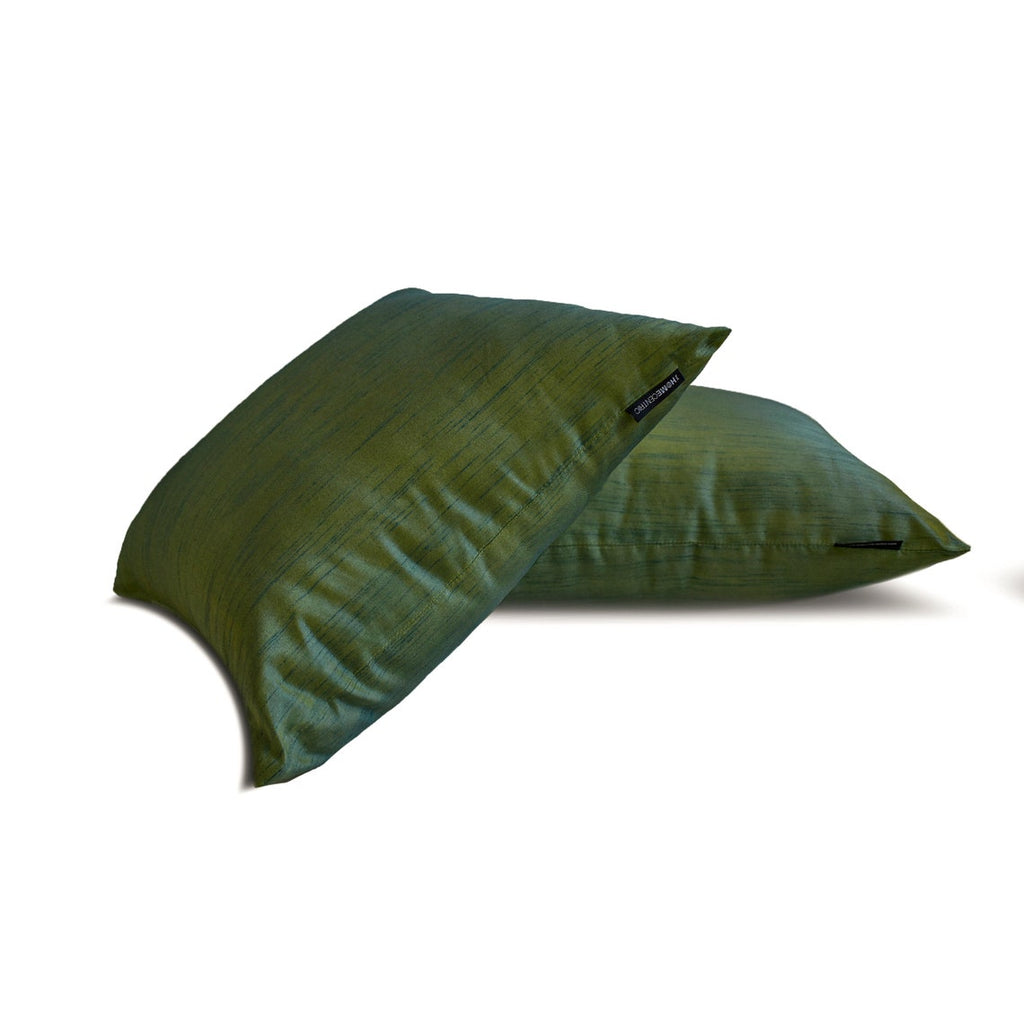 Teal And Yellow Luxury - Teal & Yellow Art Silk Throw Cushion Cover Pack of 2