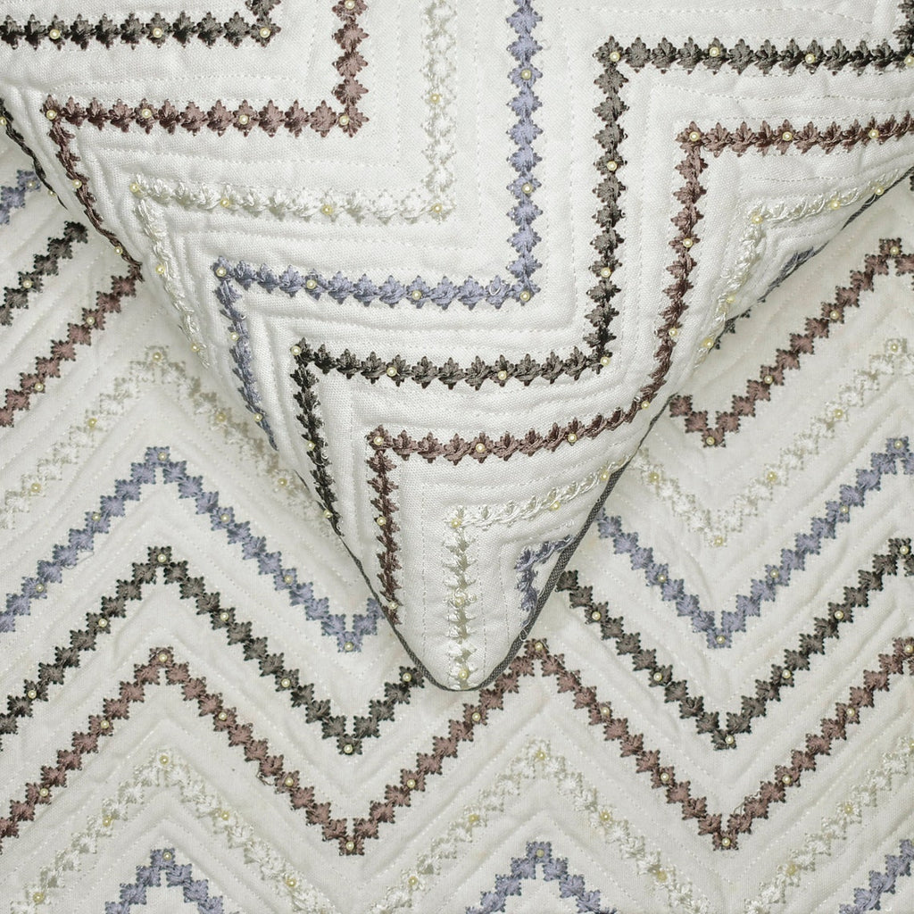 Chevron Cascade - Cotton White Decorative Bed Runner and Cushion Cover