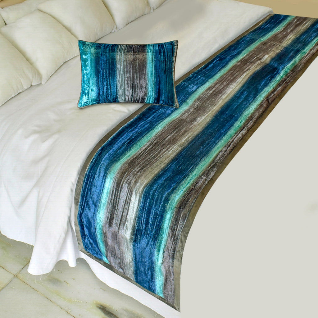 Cerulean Ombre Decorative Bed Runner and Cushion Cover