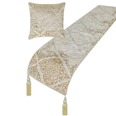 Mabel Ivory - Velvet Ivory Decorative Bed Runner and Cushion Cover
