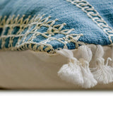 Threadwork - Blue Cotton Lumbar Cushion Cover