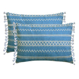 Threadwork - Blue Cotton Lumbar Cushion Cover
