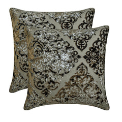 Damask Spell Gray - Gray Velvet Throw Cushion Cover