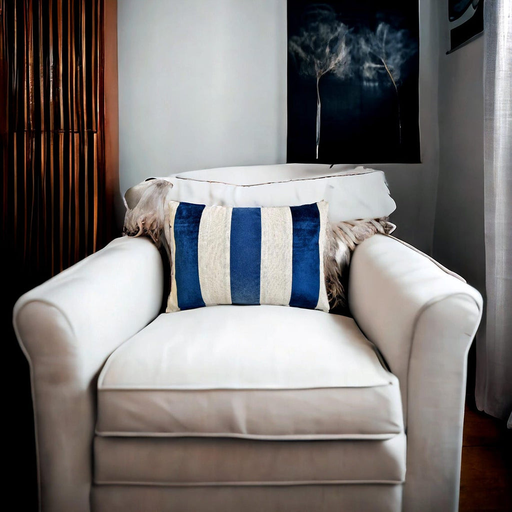 Swathe Navy - Blue Velvet Lumbar Pillow Cover