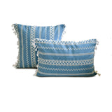 Threadwork - Blue Cotton Lumbar Cushion Cover