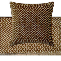 Linked Chevron - Velvet Brown Decorative Bed Runner and Cushion Cover