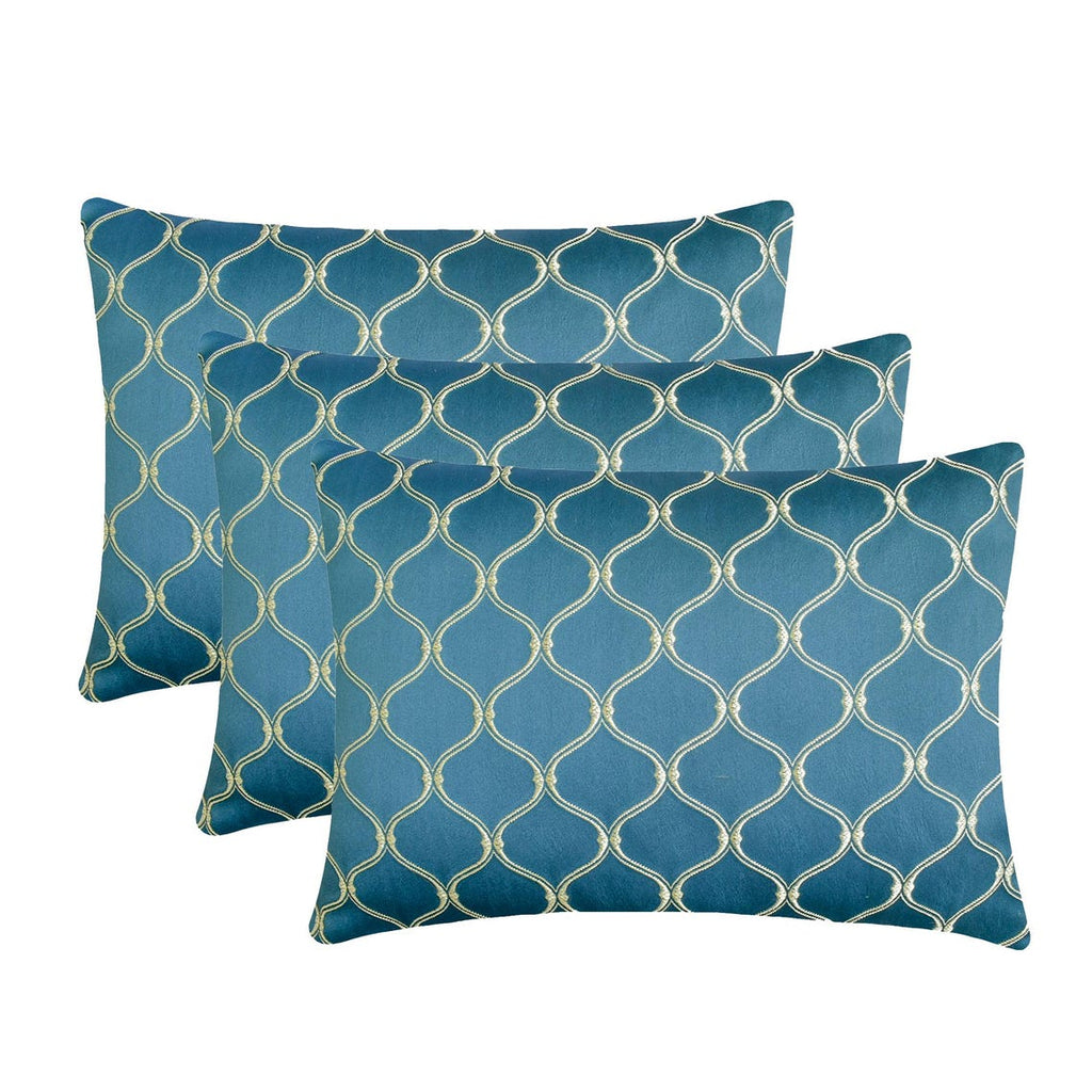 Trellis Waltz - Blue Jacquard Lumbar Pillow Cover
