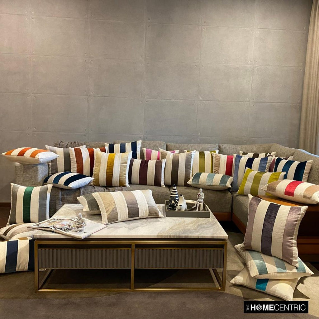 Swathe Orange - Orange Velvet & Linen Lumbar Cushion Cover