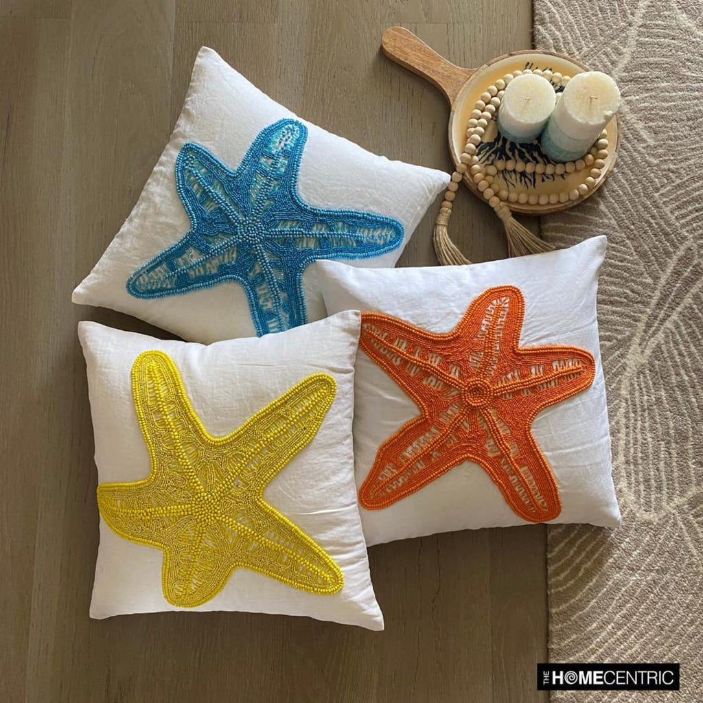 Starfish Makeover - White Cotton Linen Throw Cushion Cover