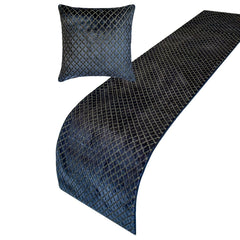 Geolux Legacy Navy - Velvet Navy Decorative Bed Runner and Cushion Cover