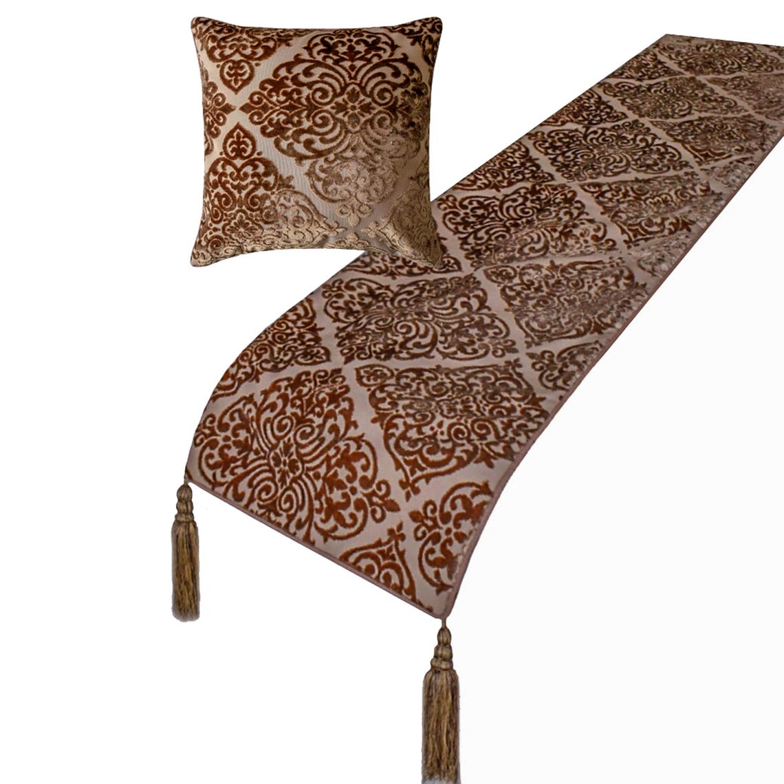 Mabel Brown Decorative Bed Runner and Cushion Cover