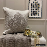 Nazanin Silver - Silver Jacaquard Throw Cushion Cover