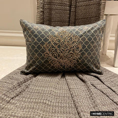 Malika Charcoal - Charcoal Velvet Lumbar Cushion Cover