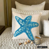 Starfish Island - White Linen Throw Cushion Cover
