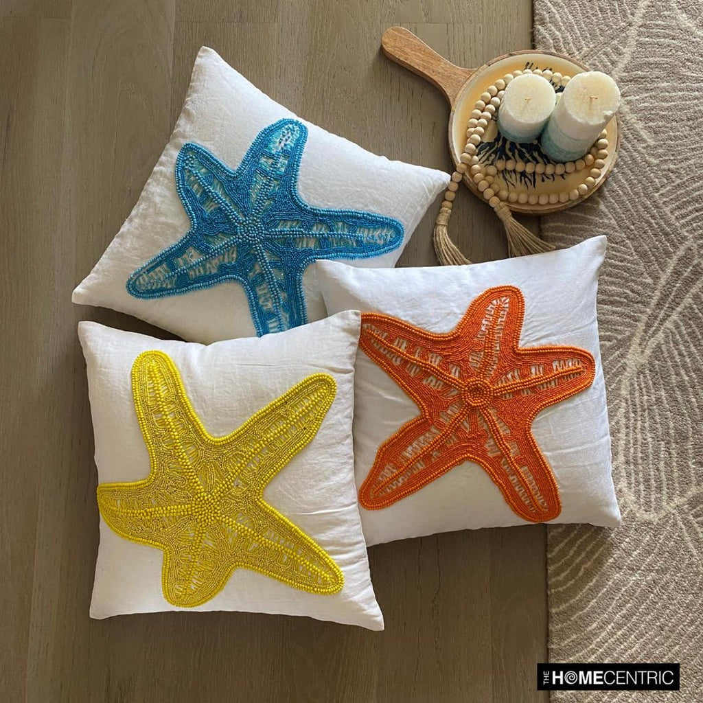 Starfish Island - White Linen Throw Cushion Cover