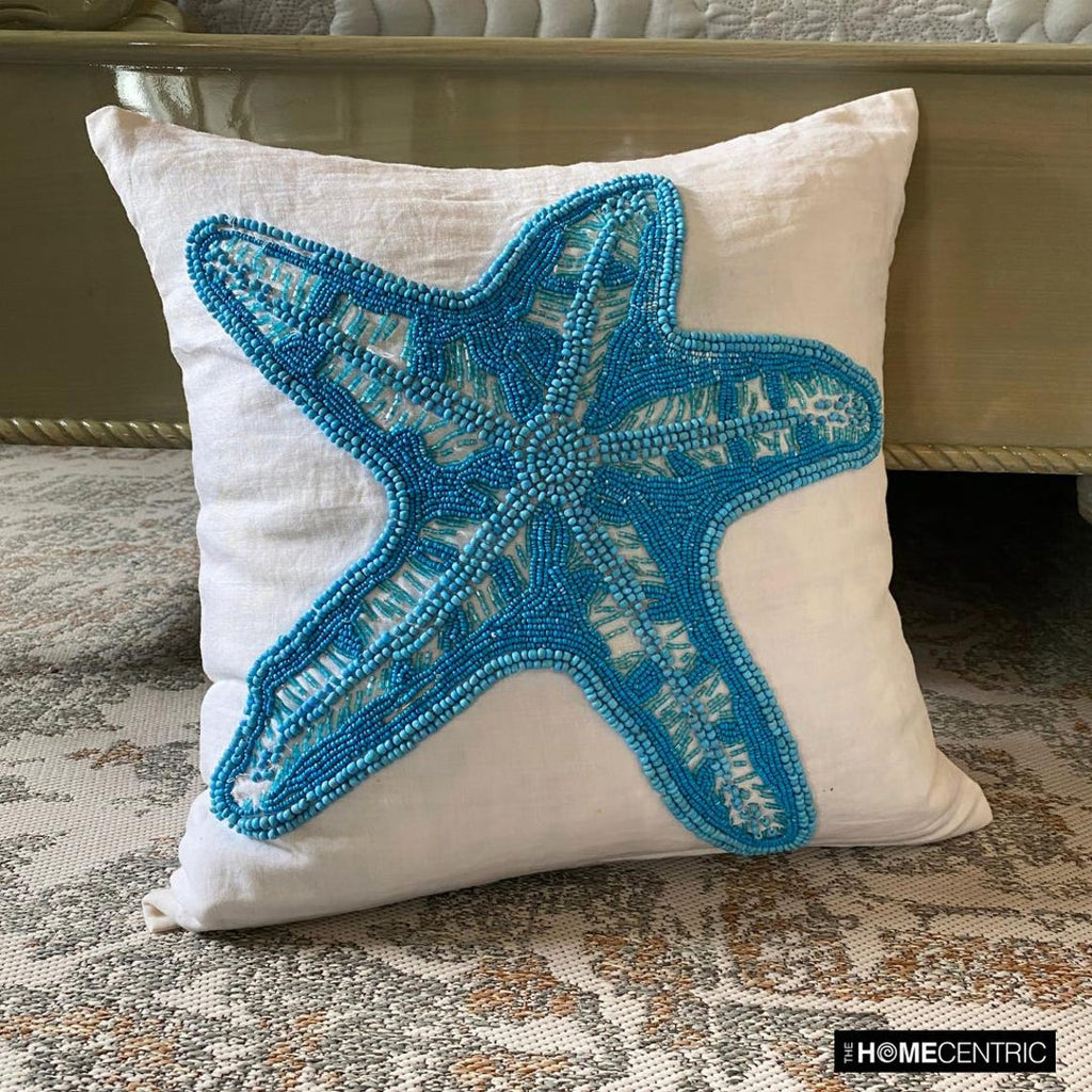 Starfish Island - White Linen Throw Cushion Cover