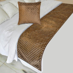 Geolux Legacy Brown Decorative Bed Runner and Cushion Cover