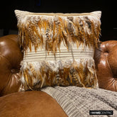 Feathered Pretty - Beige Linen Throw Cushion Cover