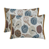 Blue Harvest Pumpkin - Blue Woven Jacquard Decorative Lumbar  Cushion Cover