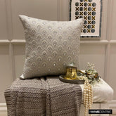 Jeweled Lucia - Silver & Grey Jacquard Throw Cushion Cover