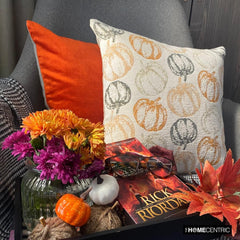 Spiced Pumpkin - Orange Woven Jacquard Pumpkin Throw Cushion Cover