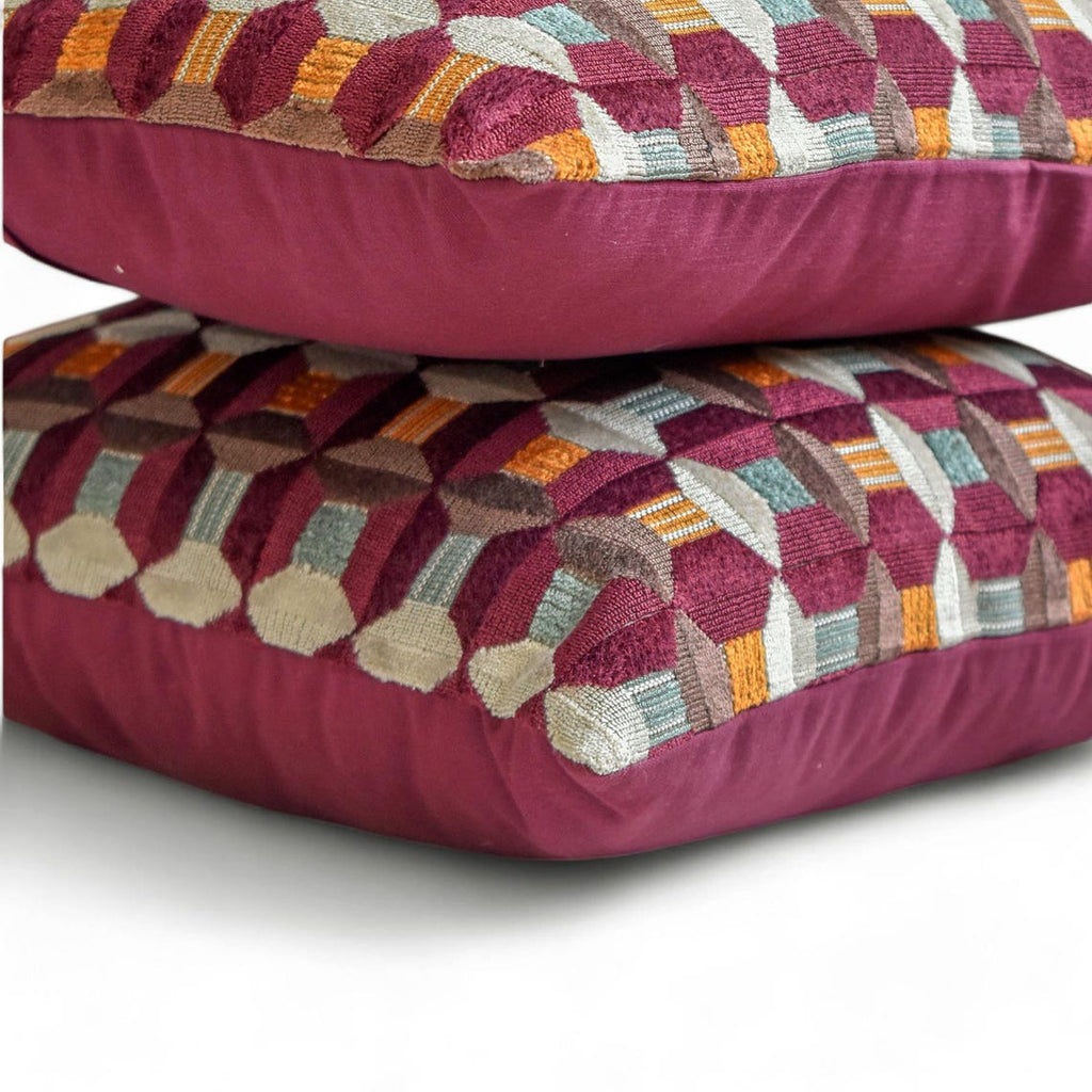 Burgundy Rhythms - Burgundy Velvet Decorative Lumbar  Cushion Cover