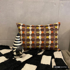 Orange Rhythms - Orange Velvet Decorative Lumbar Cushion Cover